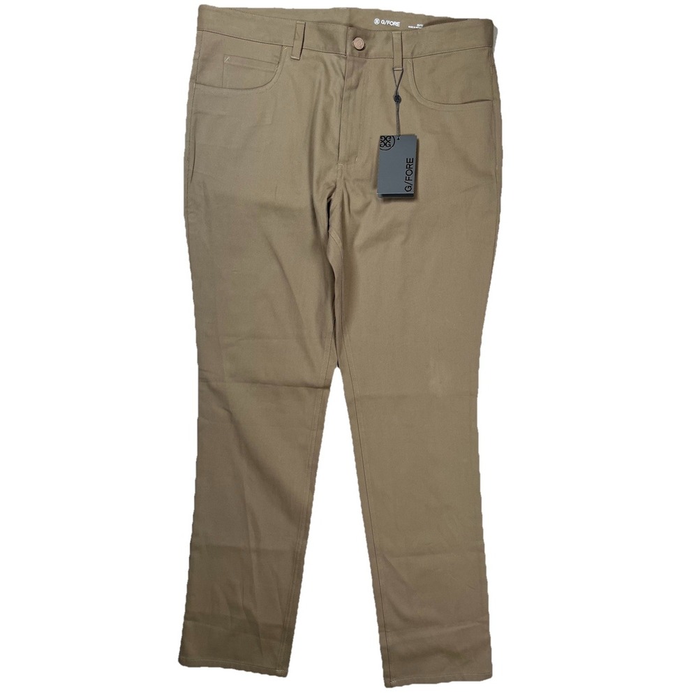 New G/Fore Men's Cotton 5 Pocket Straight Leg Pants Dune 35 x 32 Golf Athleisure